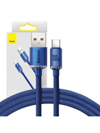 Baseus Crystal Shine 5A USB-C Kabel 1,2m Blå