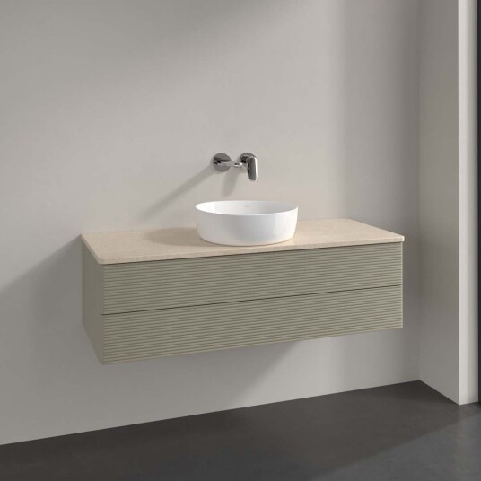 Villeroy & Boch Antao Servantskap med 2 skuffer 120x50x36 cm u/lys Steingrå/Crème