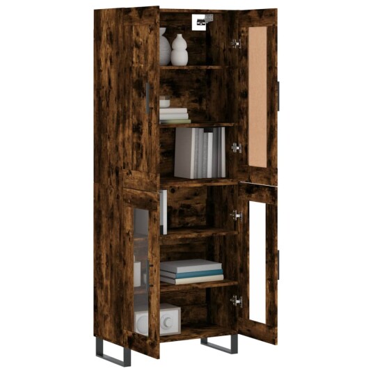 Highboard røkt eik 69,5x34x180 cm konstruert tre