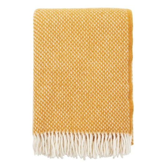 Klippan Yllefabrik Preppy pledd Sennep