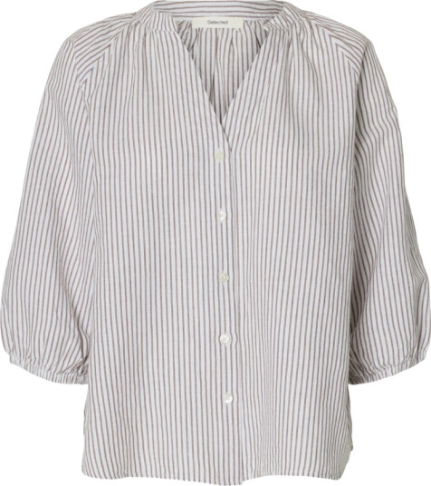 Selected Women Bluse slfCleo alberta Linen Blend Shirt Hvit