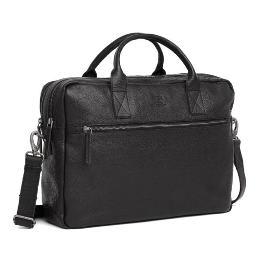 Adax Prato Axel Skinn Pc veske med 2 rom 15,6" Svart