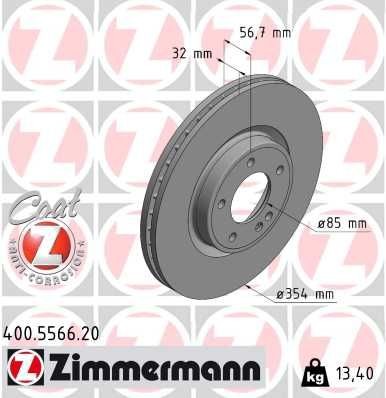 Bremseskive ZIMMERMANN 400.5566.20 Bremseskive ZIMMERMANN 400.5566.20