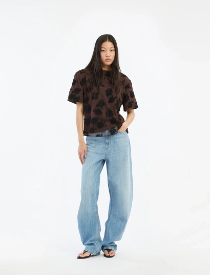 ROTATE Birger Christensen Beaded Oversized Top Brown 34