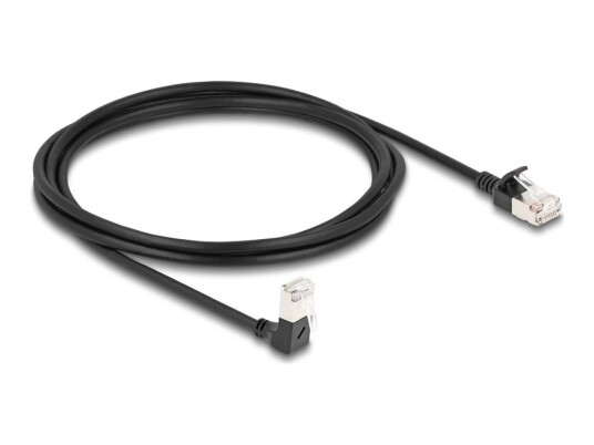 Delock Nettverkskabel Rj-45 Hann Nedvinklet Til Rj-45 Hann Rett 2 M 4.5 Mm S/Ftp Cat 6A Med Støvel Halogenfri Svart Delock Nettverkskabel Rj-45 Hann Nedvinklet Til Rj-45 Hann Rett 2 M 4.5 Mm S/Ftp Cat 6A Med Støvel Halogenfri Svart