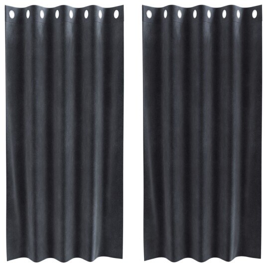  Gardiner med gardiner 2 pcs Mørke grå 140 x 175 cm Fløyel
