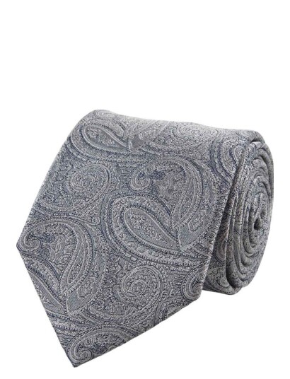 Portia 1924 Paisley Silk Tie - Grey - ONE SIZE Portia 1924 Paisley Silk Tie - Grey - ONE SIZE
