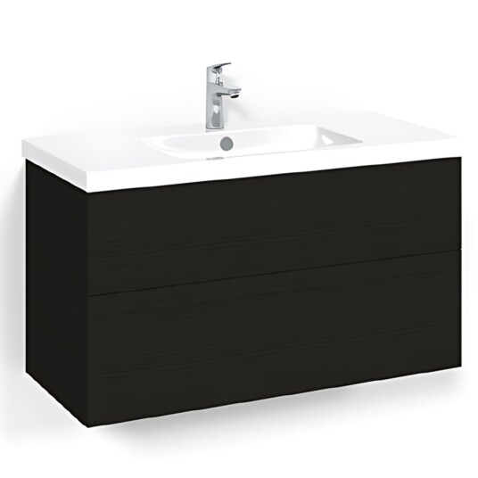 Macro Design Crown Plain/push-open Servantskap 2 Skuff - med Light Servant Svart eik / 100cm 45