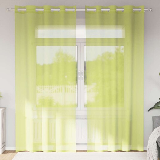Voilegardiner med grommets 2 stk eplegrønn 140x245 cm 8721158550729