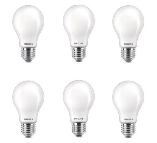Philips LED-lyspære LEDClassic 7W/827 (60W) frosted 6-pack E27