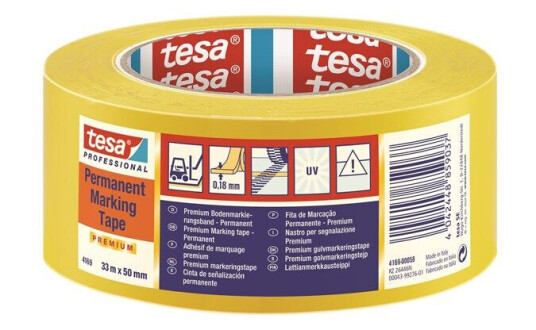 tesa Floor Marking Tape Premium indoor and outdoor 33m x 50 mm Gul tesa Floor Marking Tape Premium indoor and outdoor 33m x 50 mm Gul