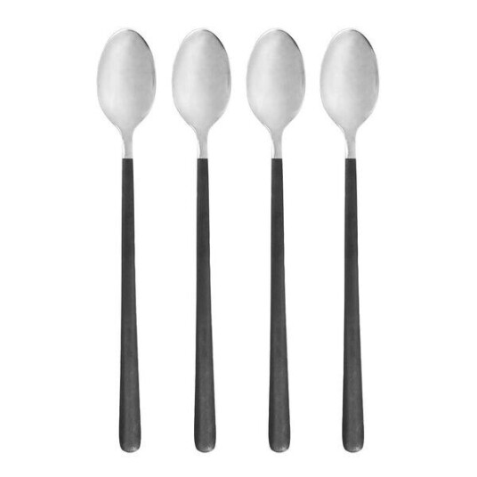 House Doctor   Lang skje 19,5 cm 4 stk svart/sølv