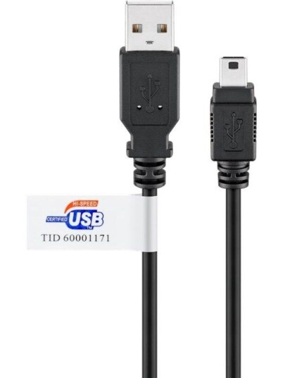 Goobay 3m USB 2.0 Hi-Speed Kabel A til Mini B Svart
