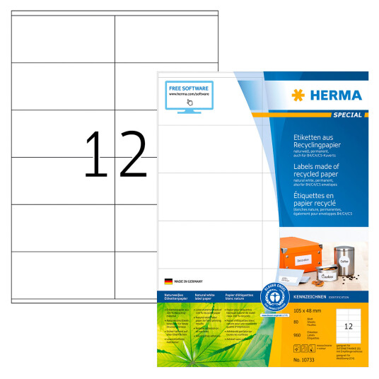 Herma Resirkulert Etiketter 960 stk 105x48 mm