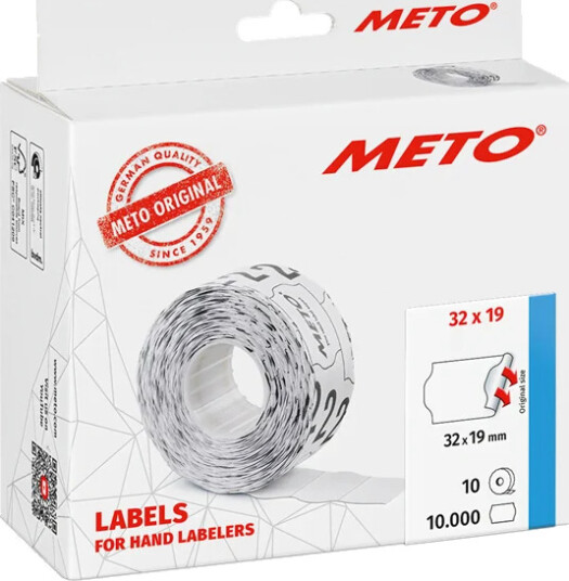 METO Prisetiketter, 32x19mm, hvit, 10rl/1000