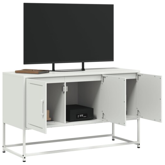 TV-benk hvit 100,5x39x60,5 cm stål 846481
