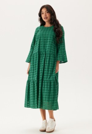 Happy Holly Broderie Anglaise Round Neck Dress Emerald green 32/34