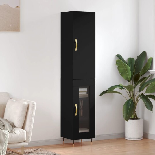 vidaXL Highboard svart 34,5x34x180 cm konstruert tre 8720845484484