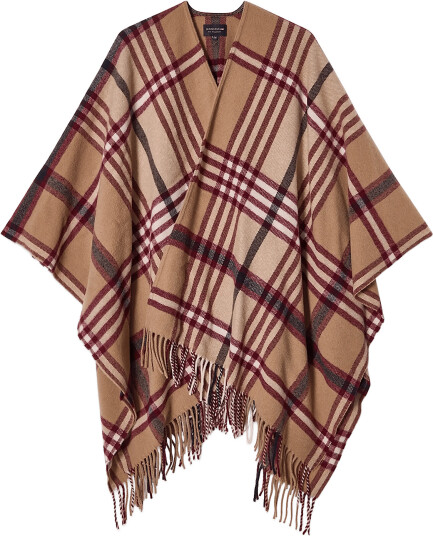 Lexington Clothing Recycled Wool Blend Poncho   Beige   ONE SIZE