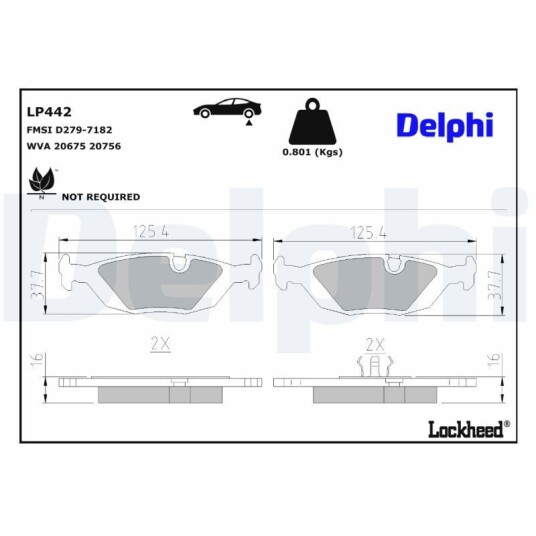 Bremseklosser sett DELPHI LP442
