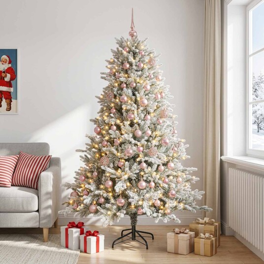 vidaXL Kunstig juletre med kuler 180 cm 300 LED-lys Varmhvit