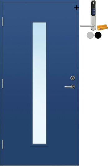 Ytterdør Bygg1 Volda Klarglass med Yale Entrus BxH: 100x210 cm, Venstre, NCS S-5030-R80B, Blå, Yale Sølv