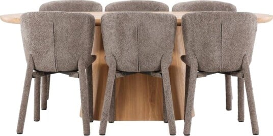 Spisegruppe Stjärnö 200x90 cm Natur med 6 stk Astoria Stoler Brun - Brun