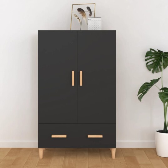 vidaXL Highboard svart 70x31x115 cm konstruert tre
