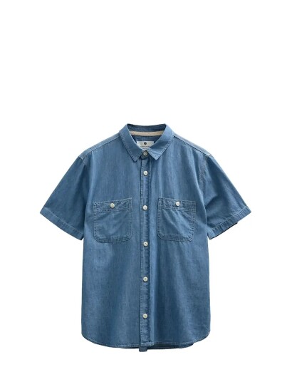Anerkjendt Aktheshirt Chambray Ss Shirt   Blue   L