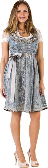 Hisab Joker Oktoberfest Dirndl Blå Sølv Deluxe Kostyme 42 97987-42