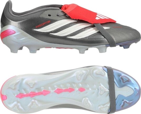 adidas Predator Elite Fold over Tongue FG Finishers Steel   Metall/Fottøy Hvit/Lucid Red Barn   Gress (FG) størrelse 33½