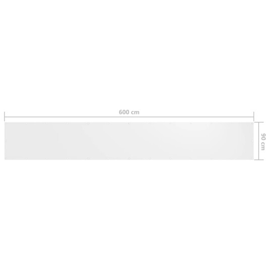 vidaXL Balkongskjerm hvit 90x600 cm oxfordstoff