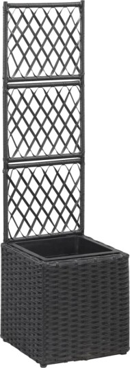 vidaXL Høybed med espalier 1 potte 30x30x107 cm polyrotting svart