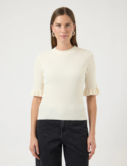 YAS Yasmikla Ss Knit Top S. Noos   Cream   XXL