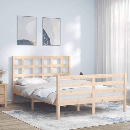 vidaXL Sengeramme med hodegavl 140x190 cm heltre 8720845991364