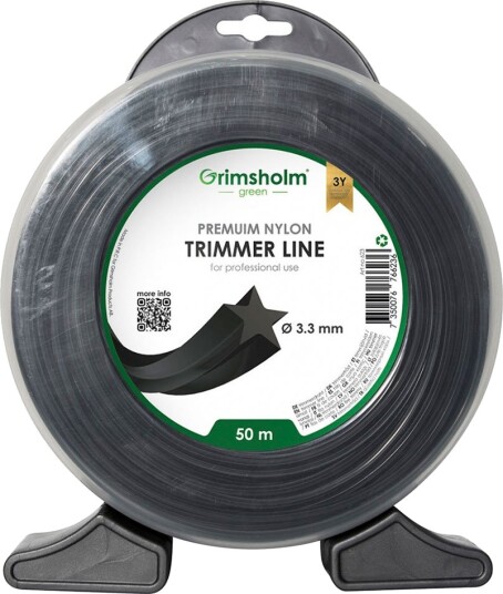 Grimsholm Trimmertr??d Stjerneformet Sort 3,3mm ??? 50 meter