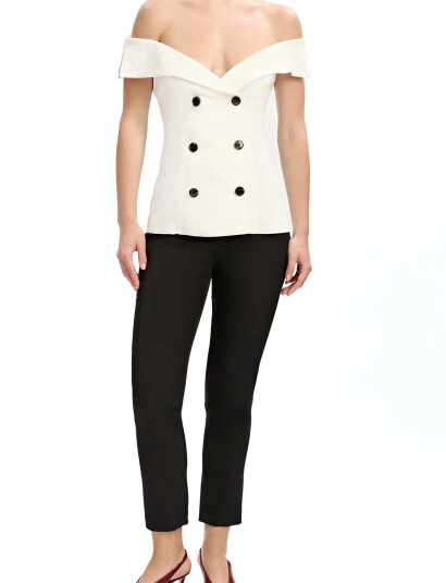 Bardot Eliora Button Front Linen Top - White - 38 Bardot Eliora Button Front Linen Top - White - 38