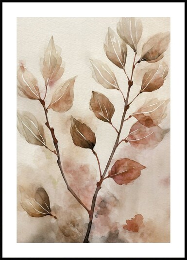 Abstract Watercolor Leaves Plakat Plakat / 50x70cm