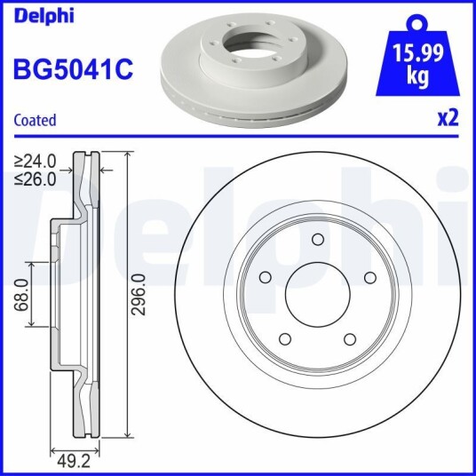 Bremseskive DELPHI BG5041C Bremseskive DELPHI BG5041C