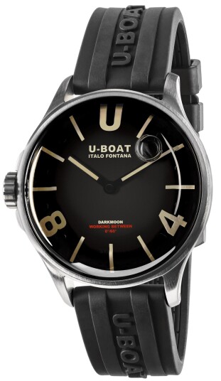 U Boat Herreklokke 9018/A Darkmoon Sort/Gummi Ø40 mm