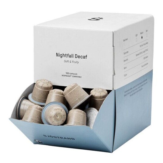 Sjöstrand Nightfall Decaf koffeinfrie kaffekapsler 100 stk Sjöstrand Nightfall Decaf koffeinfrie kaffekapsler 100 stk