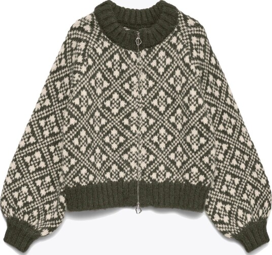 Vero Moda Inga Long Sleeve O Neck Zip Cardigan Grønn S