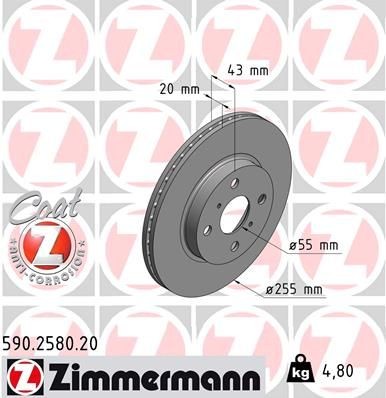 Bremseskive ZIMMERMANN 590.2580.20 Bremseskive ZIMMERMANN 590.2580.20