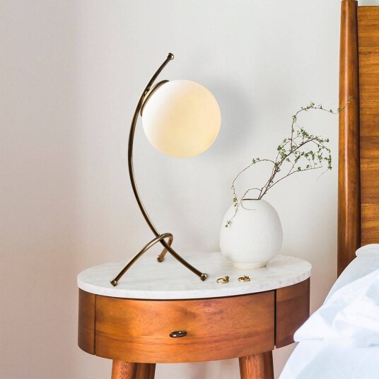 Opviq Yay 5012 bordlampe brun opalglass høyde 43 cm