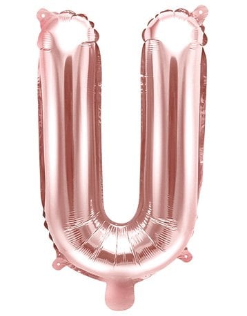 Bokstaven U Rosegullfarget 35 cm Liten Folieballong