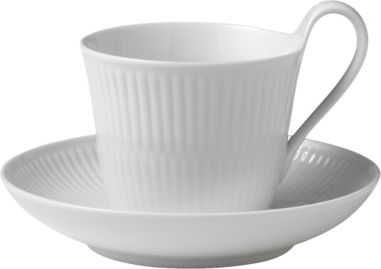 Royal Copenhagen White Fluted kopp med skål 25 cl med hank