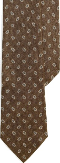 Polo Ralph Lauren Pine Print Linen Tie Brown ONE SIZE