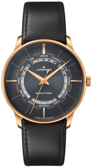 Junghans Herreklokke 27/5013.01 Worldtimer Champion Grå/Lær Ø40.4