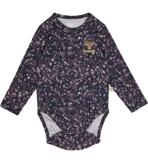 Hummel Body L/æ hmlFloa Ombre Blue/Lilla m. Blomster 68 Langermet Body Blå 62