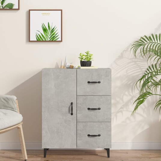 vidaXL Skjenk betonggrå 69,5x34x90 cm konstruert tre